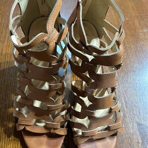 XOXO Blowfish Brown Strappy Heels